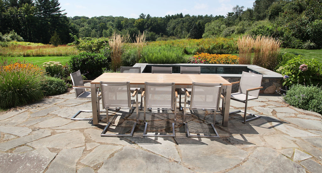 Teak & Stainless Steel Outdoor Dining Set for 8