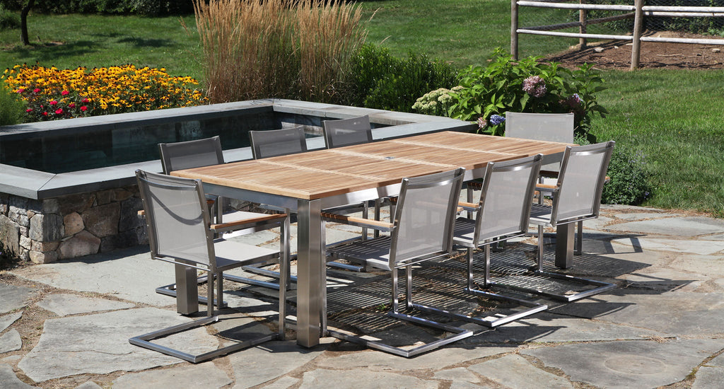 Teak & Stainless Steel Outdoor Dining Set for 8