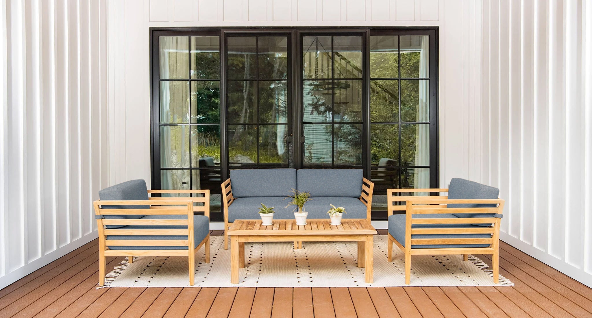 Bali Teak Outdoor Loveseat & Club Chair Set