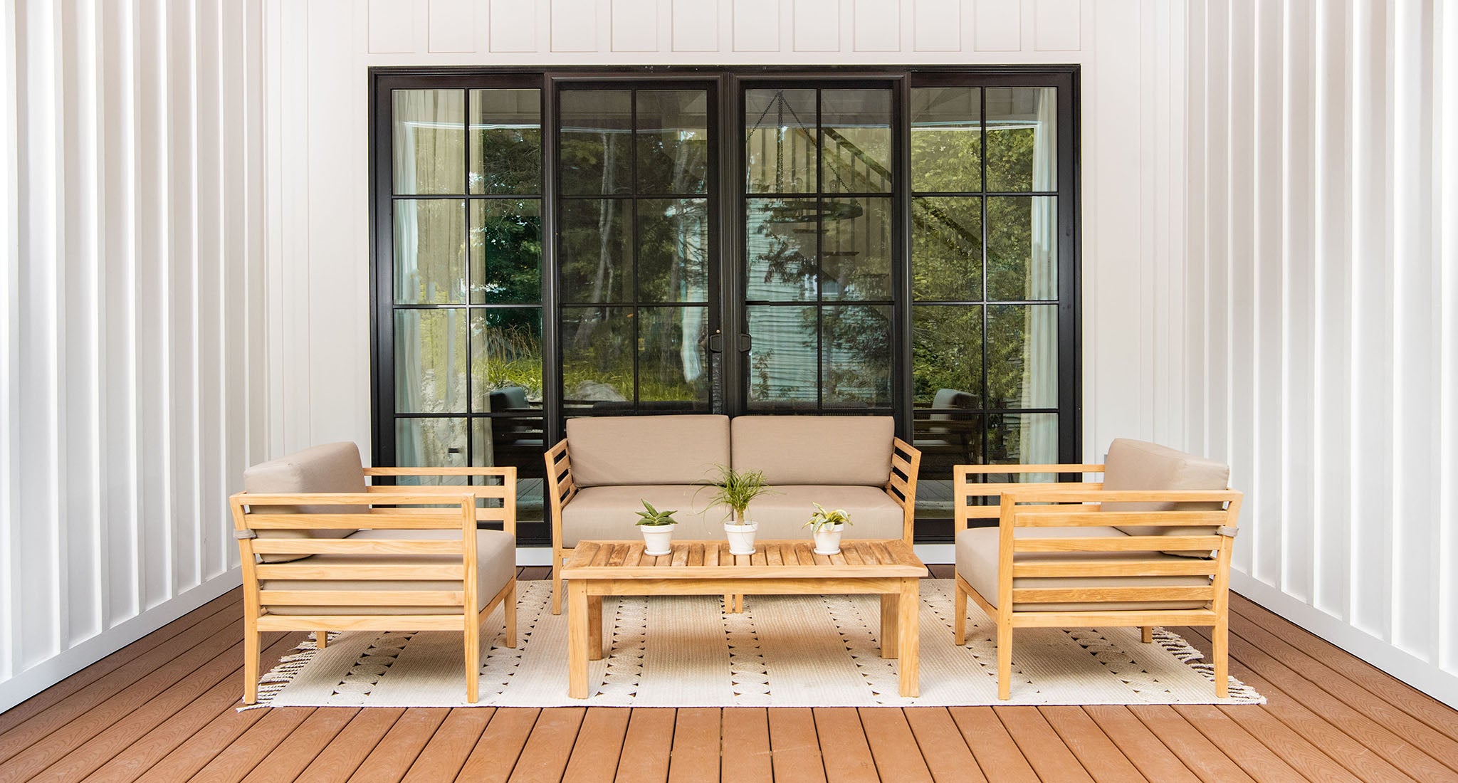 Bali Teak Outdoor Loveseat & Club Chair Set