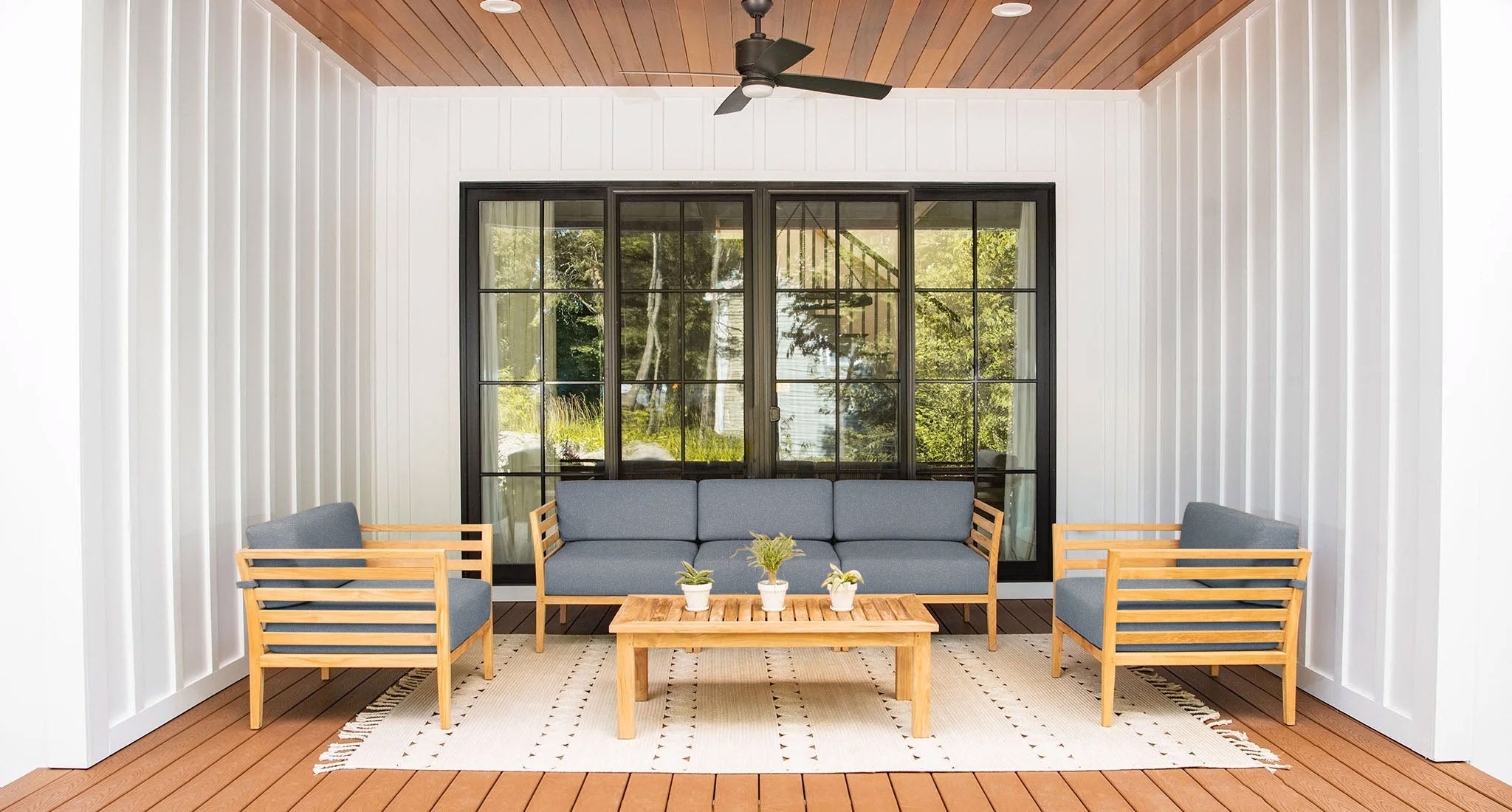 Bali Teak Outdoor Sofa & Club Chair Set