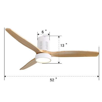 52 Inch Farmhouse Style Flush Mount Ceiling Fan with Light and Remote Control, Reversible DC Motor