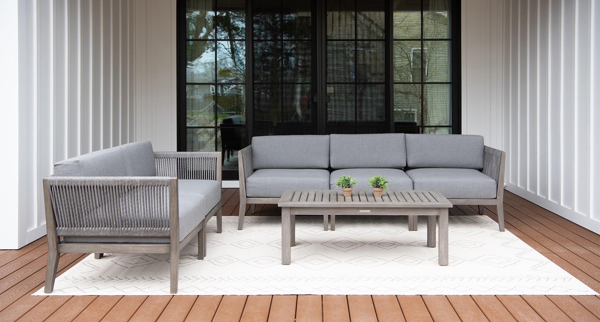 Fiji Teak & Rope Outdoor Sofa & Loveseat Set