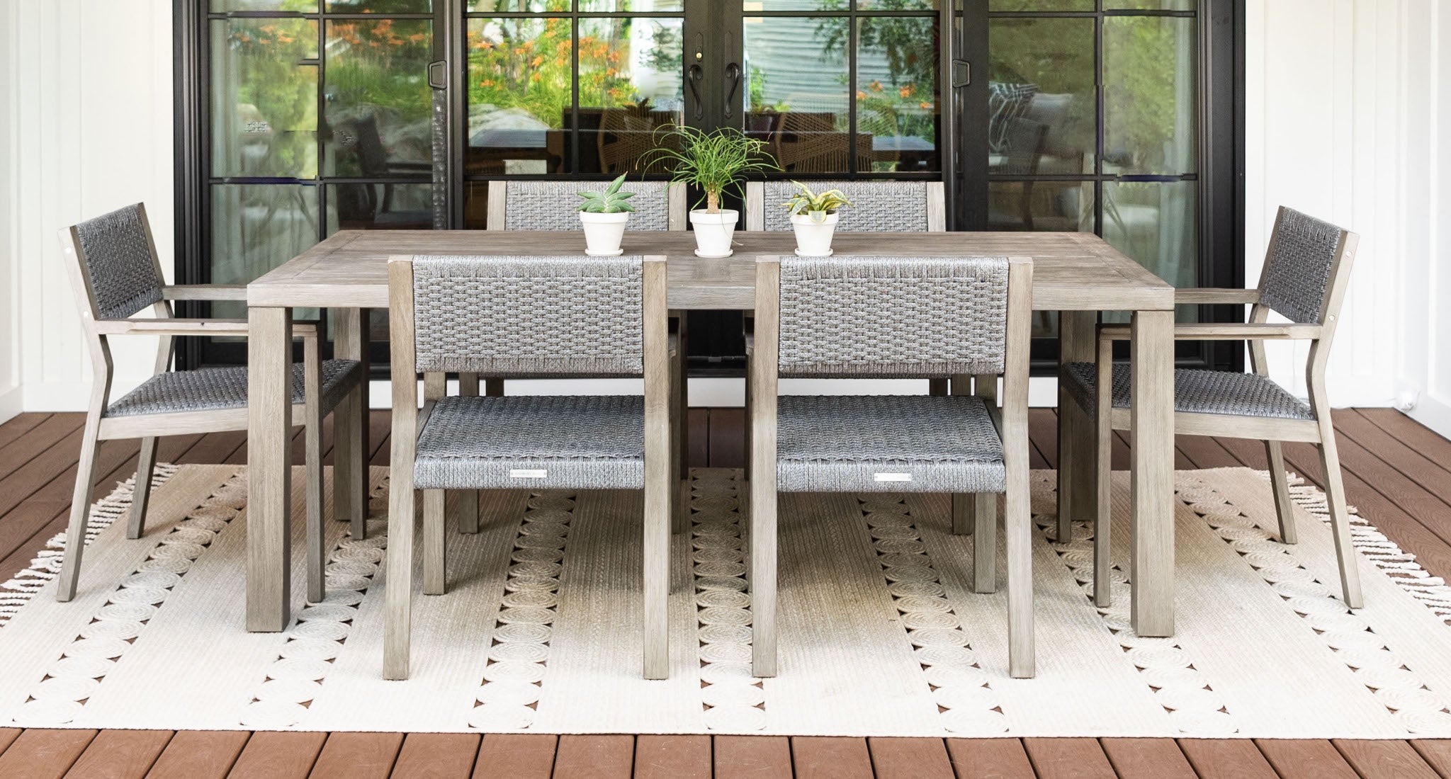 Fiji Teak & Rope Outdoor Dining Set for 6