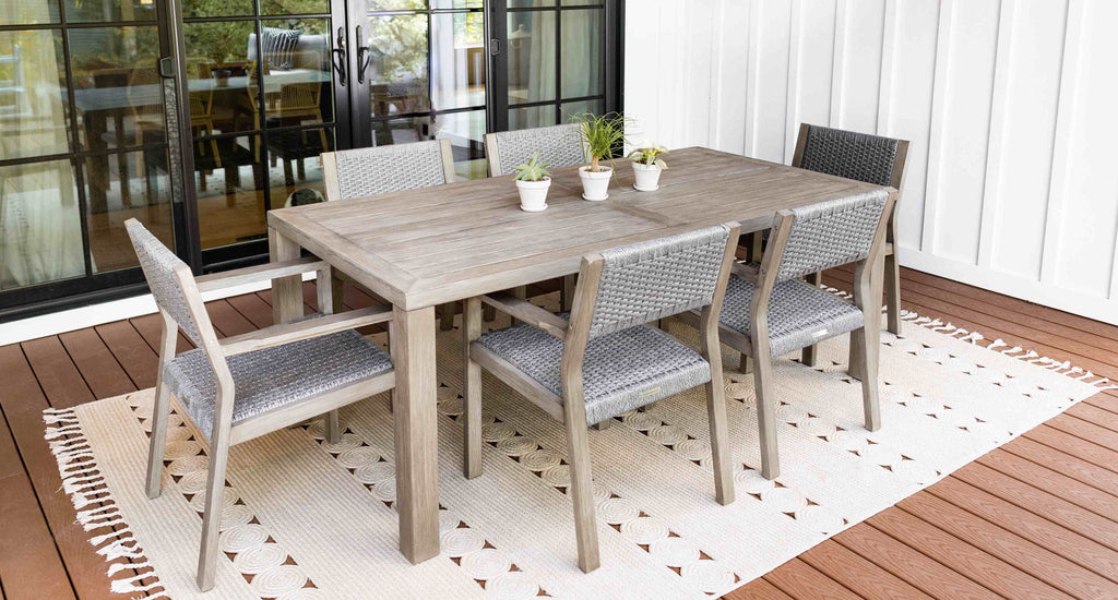 Fiji Teak & Rope Outdoor Dining Set for 6