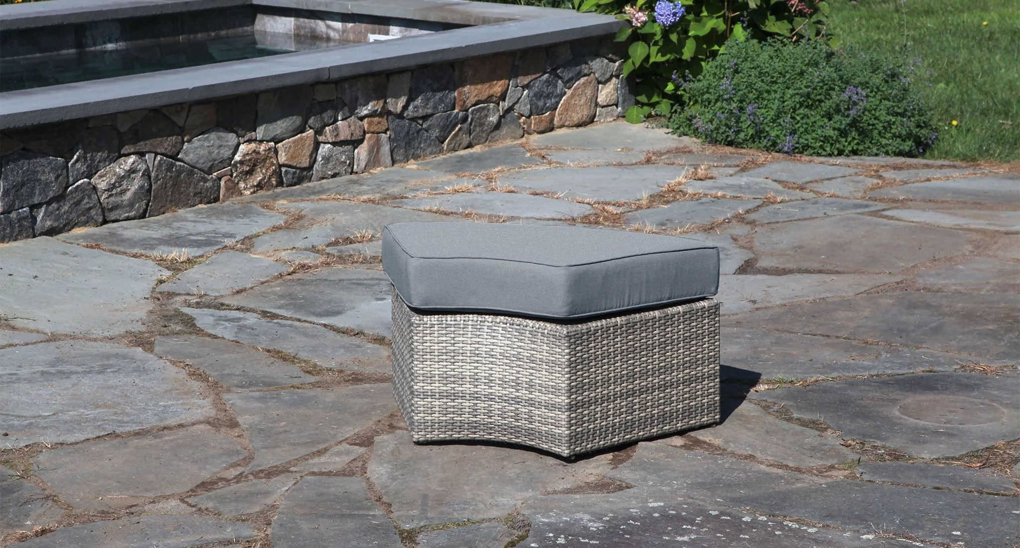 Gray Santorini Outdoor Ottoman