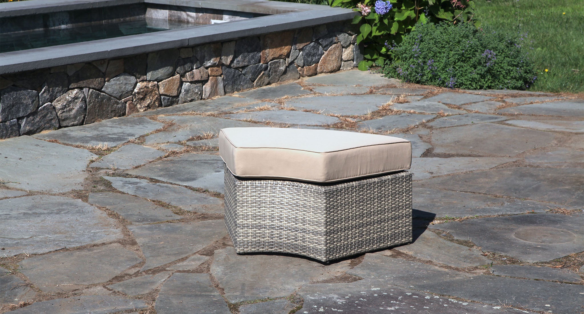 Gray Santorini Outdoor Ottoman