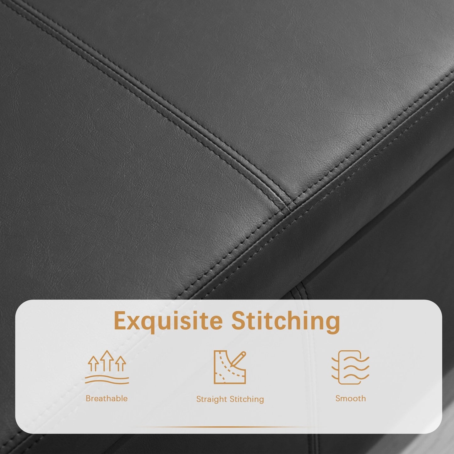 50.3 x 17.50 x 18 Upholstered Rectangular Storage Ottoman-Faux Leather