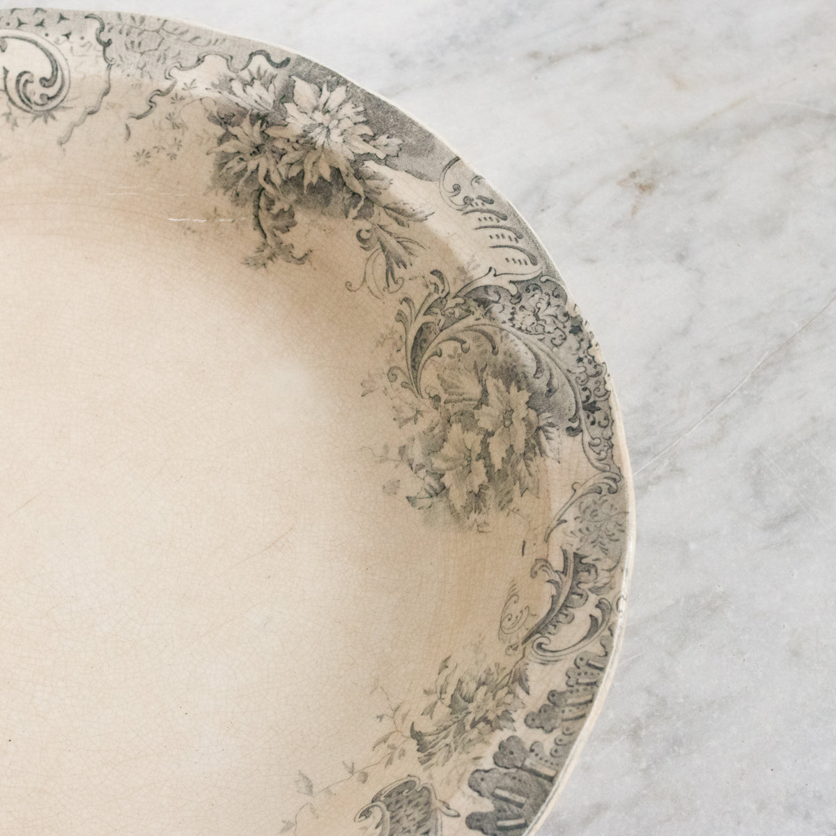 Transferware Serving Bowl & Christofle Serving Spoon