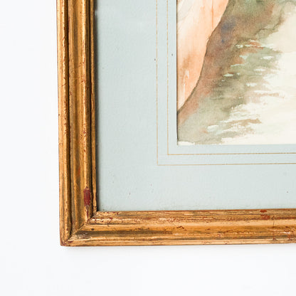 Village With Canal Watercolor Painting