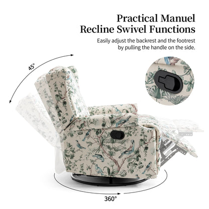 29'' W Pattern Swivel Glider Manual Push Back Recliner Chair Set of 2