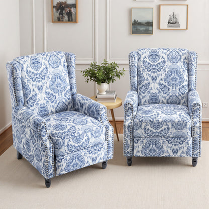 29'' W Vintage Floral Manual Push Back Recliner Chair Set of 2