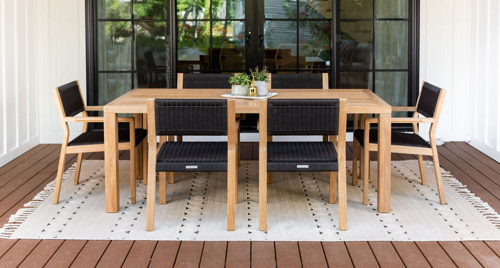 Malibu Teak & Rope Outdoor Dining Set for 6
