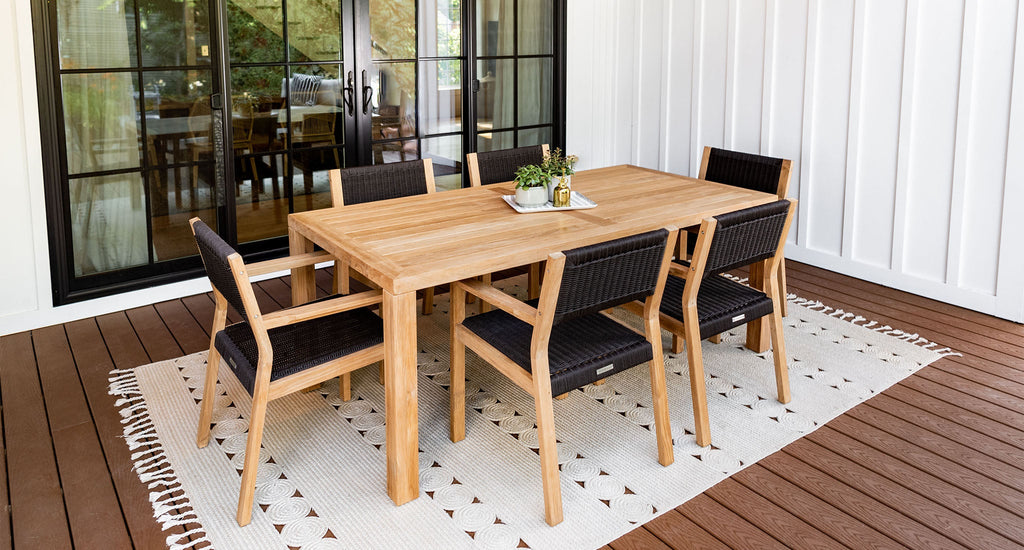 Malibu Teak & Rope Outdoor Dining Set for 6