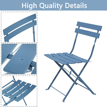 3pc Metal Folding Bistro Set, Weather-Resistant Outdoor/Indoor Conversation Set for Patio, Yard, Garden