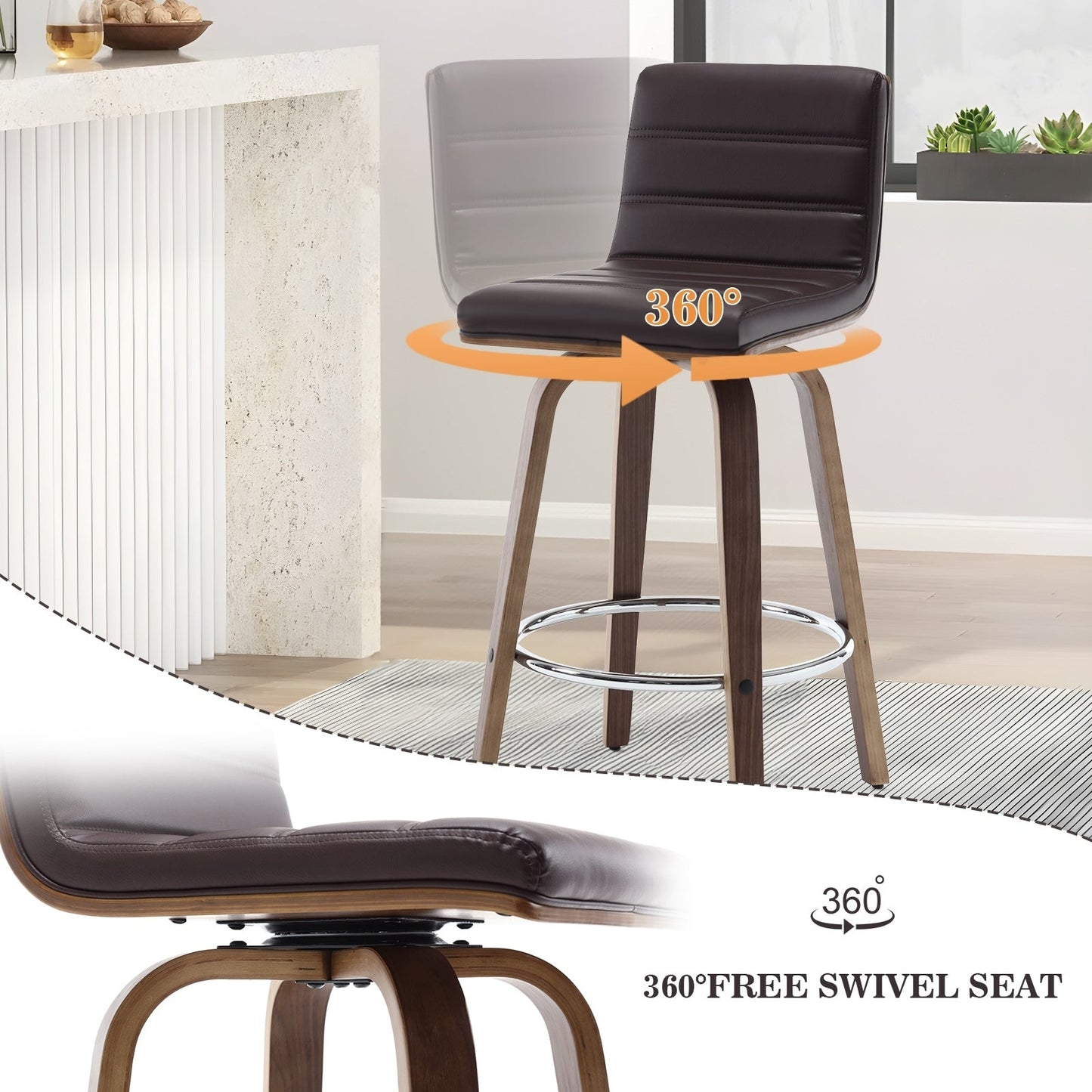 26/29 Faux Leather Swivel Bar/Counter Stools, Set of 2/3
