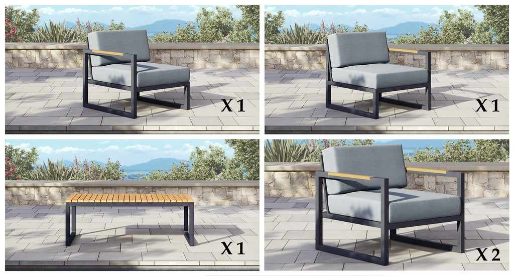 Pacific Aluminum Outdoor Loveseat & Club Chair Set