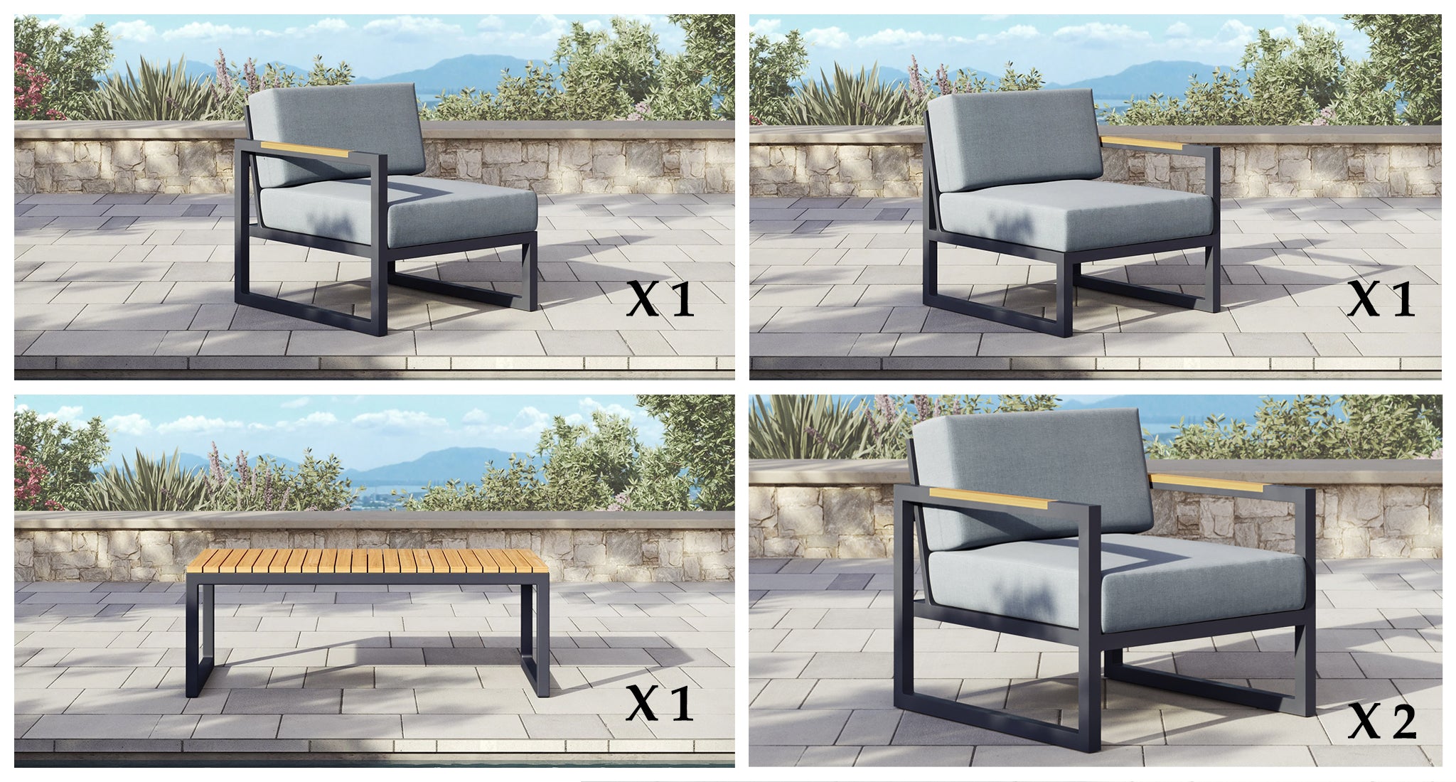 Pacific Aluminum Outdoor Loveseat & Club Chair Set