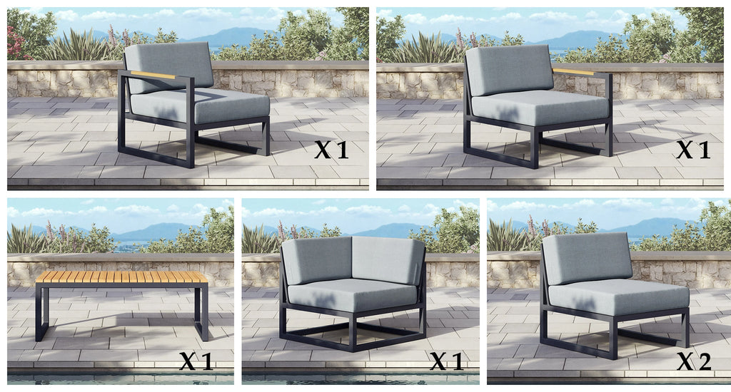 Pacific Aluminum Outdoor Sectional Set