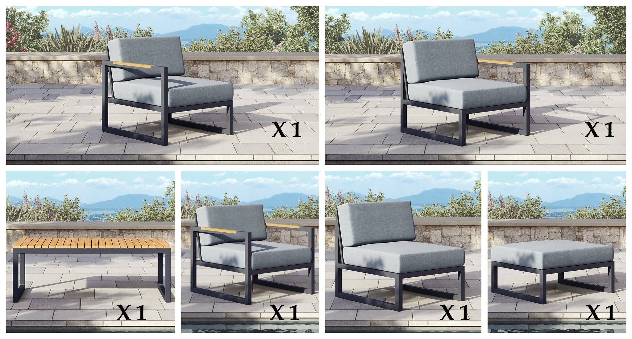Pacific Aluminum Outdoor Sofa Set