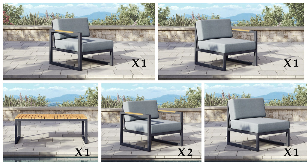 Pacific Aluminum Outdoor Sofa & Club Chair Set