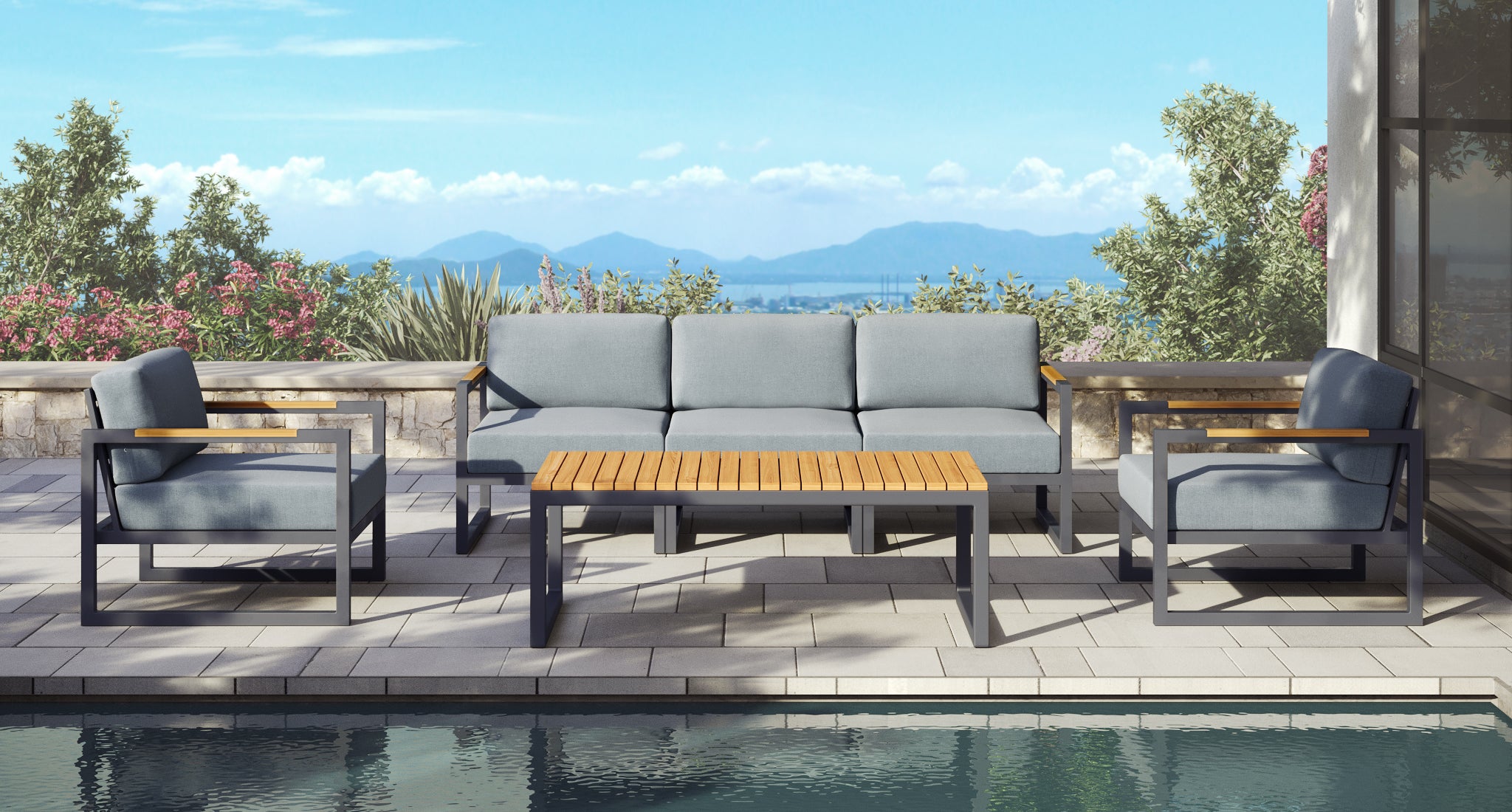Pacific Aluminum Outdoor Sofa & Club Chair Set