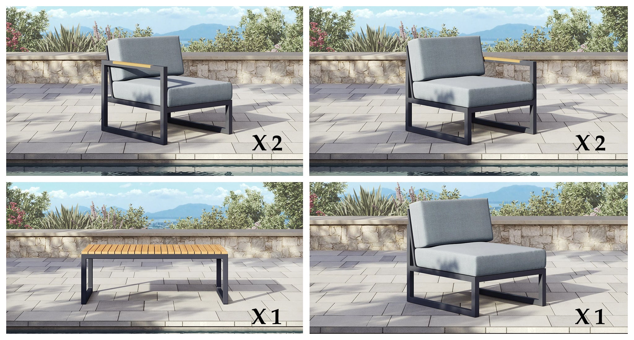 Pacific Aluminum Outdoor Sofa & Loveseat Set