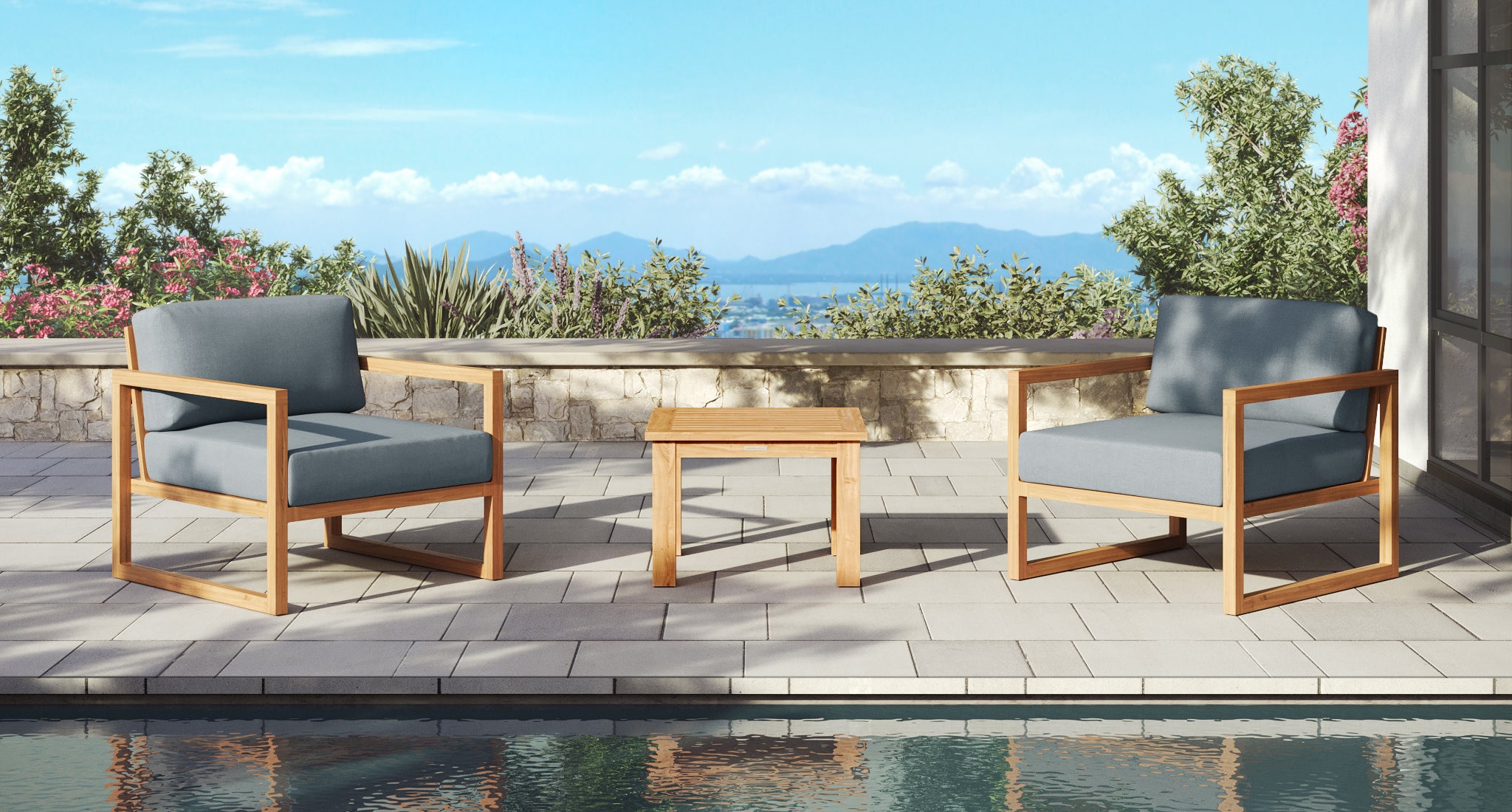 Pacific Teak Outdoor Club Chair Set