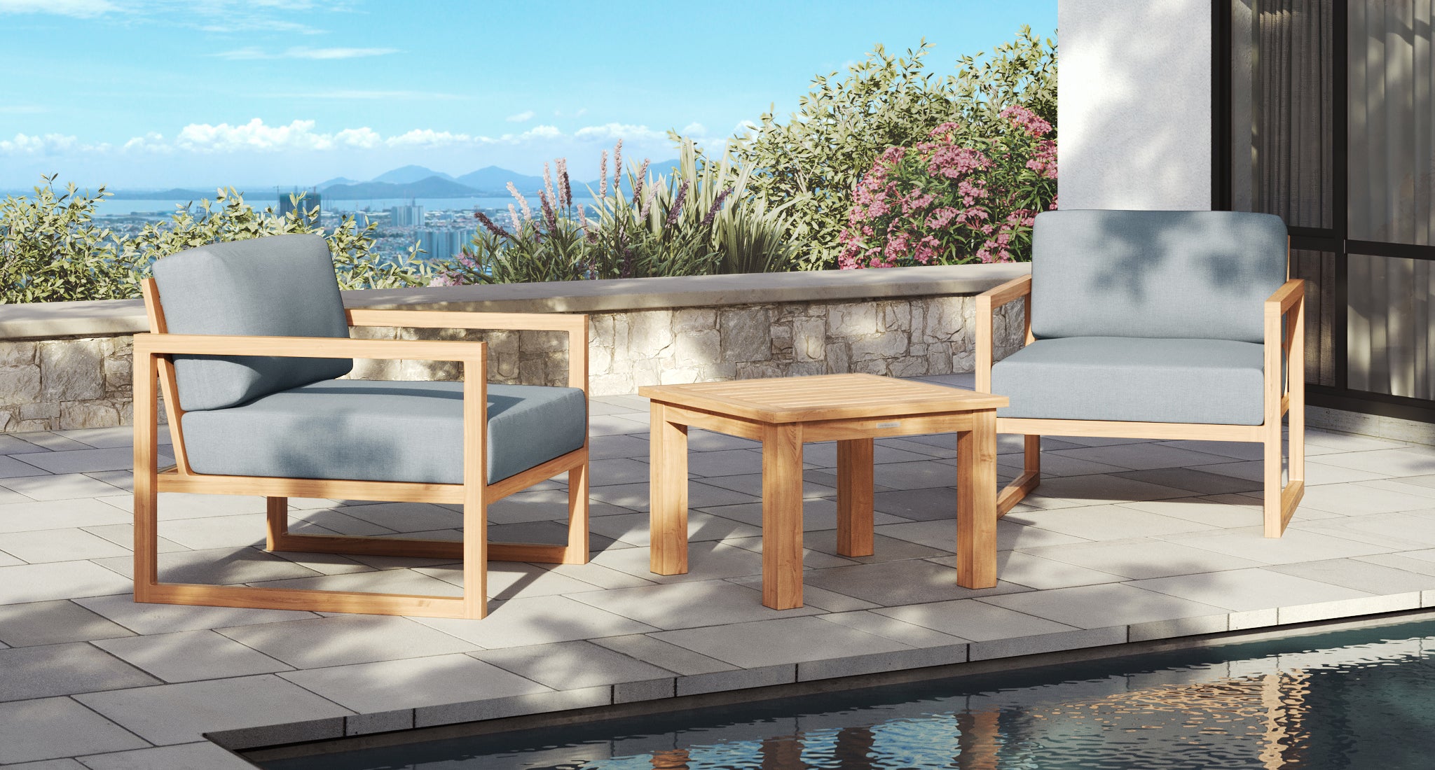 Pacific Teak Outdoor Club Chair Set