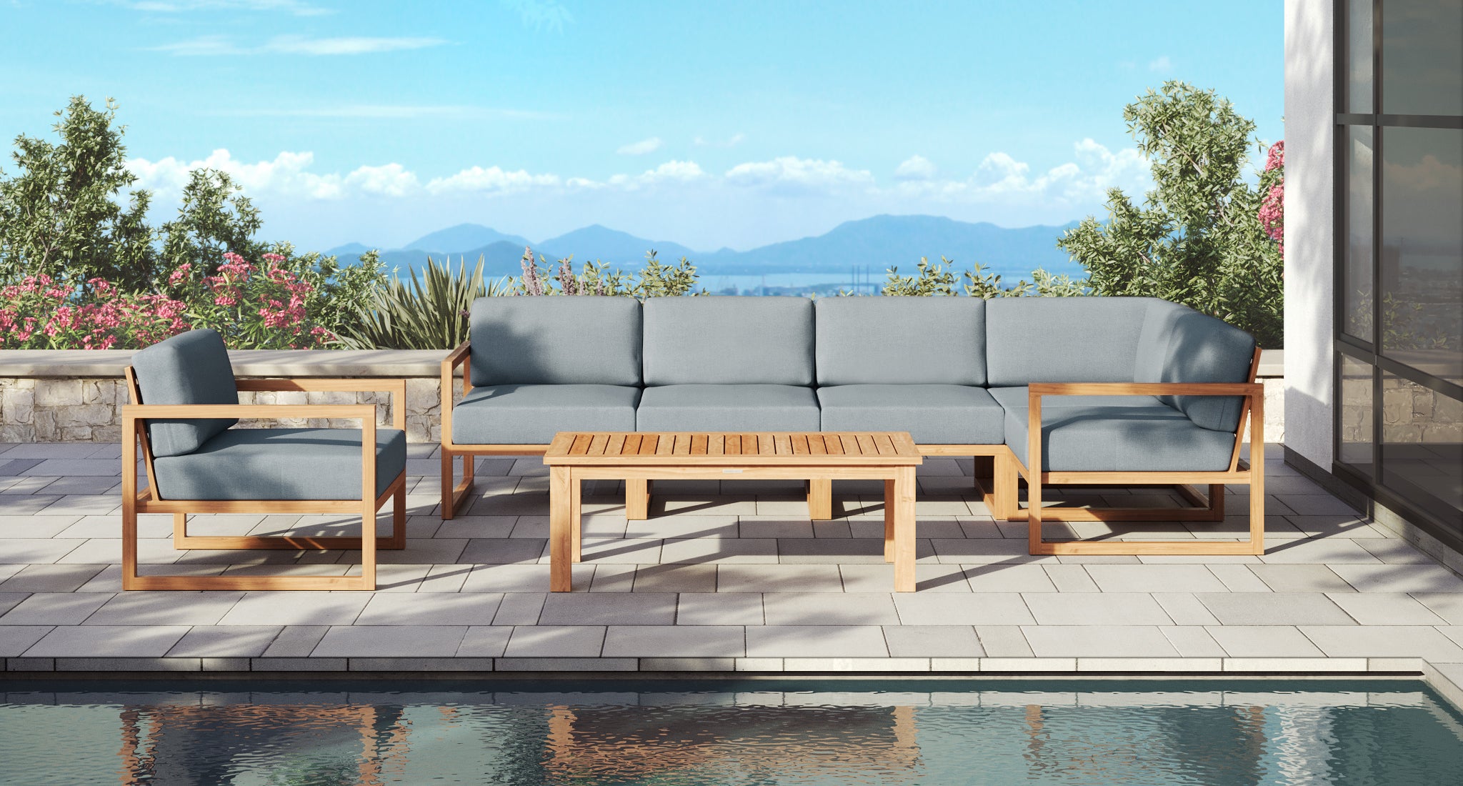 Pacific Teak Outdoor Sectional Set