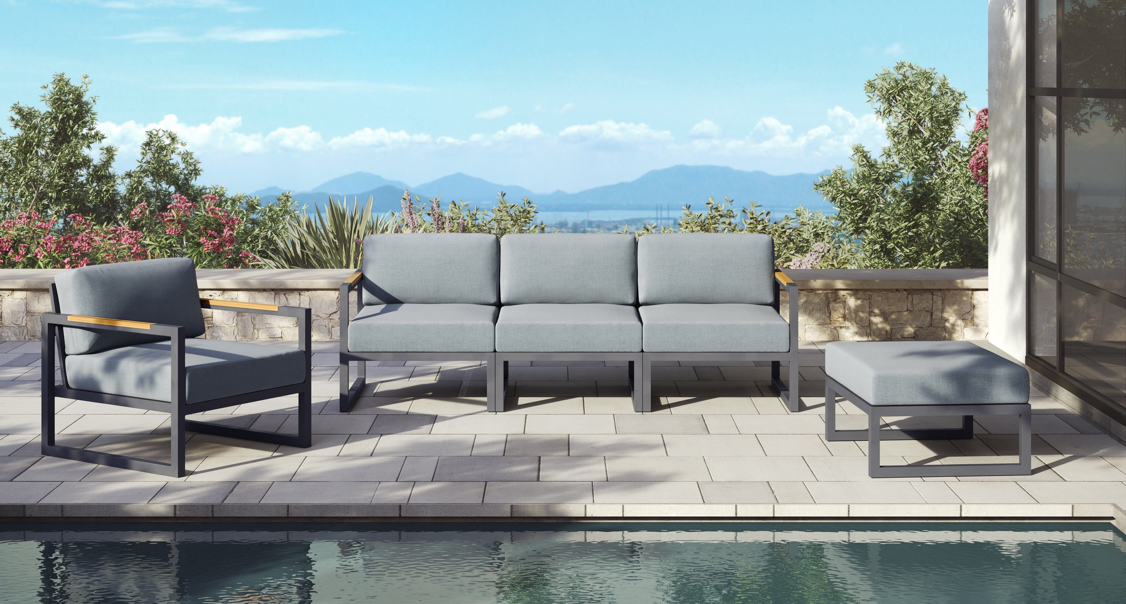 Pacific Aluminum Outdoor Sofa Set