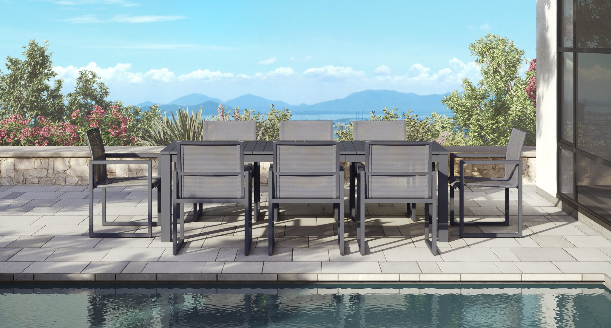 Pacific Aluminum Outdoor Dining Set for 8