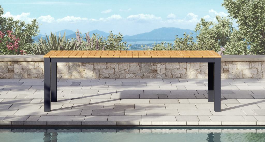 Pacific Teak & Aluminum Outdoor Dining Set for 8