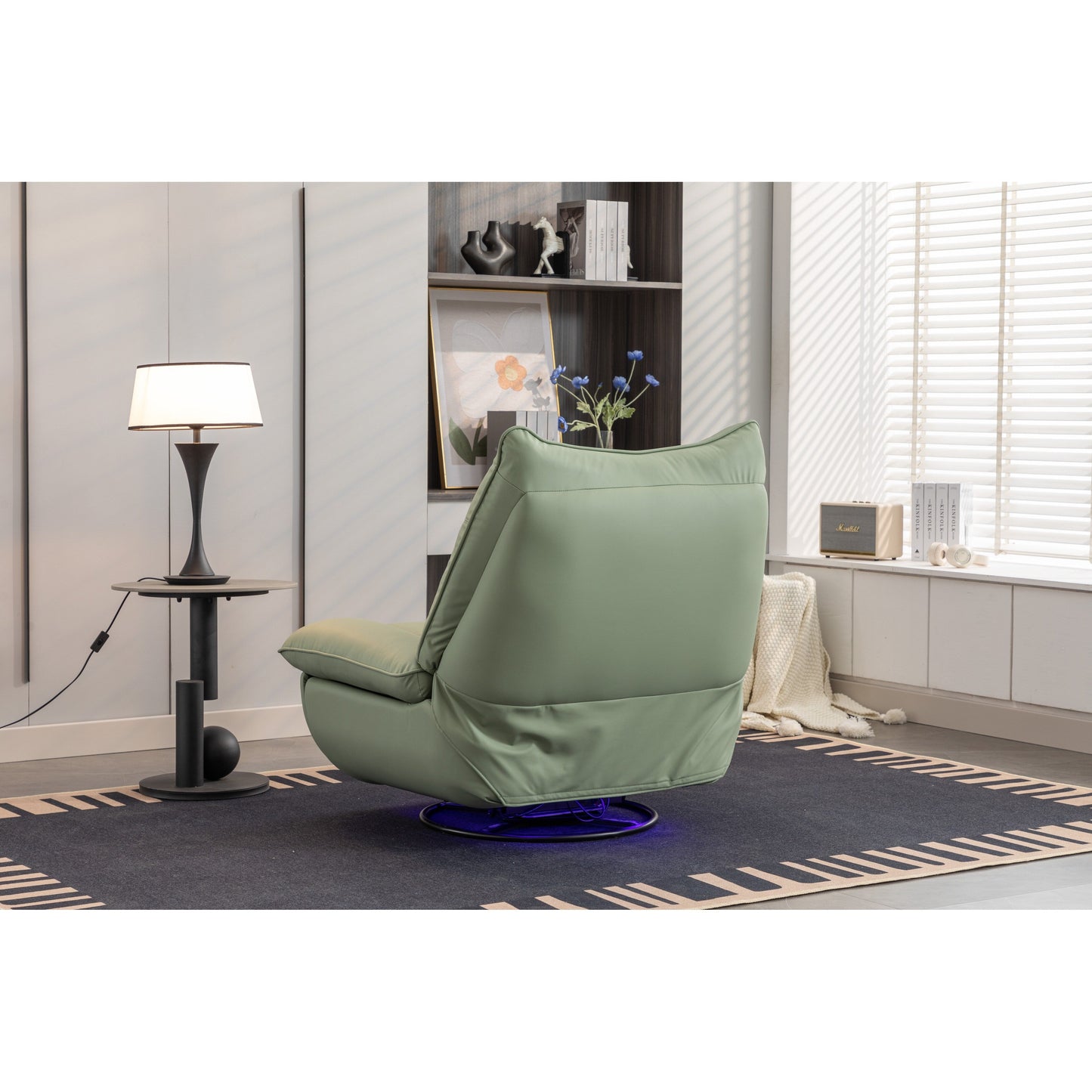 Swivel Glider Power Recliner with Bluetooth Speakers, Phone Holder, USB and Type-C Charging Ports, Hidden Arm Storage