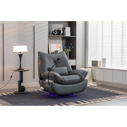 Swivel Glider Power Recliner with Bluetooth Speakers, Phone Holder, USB and Type-C Charging Ports, Hidden Arm Storage