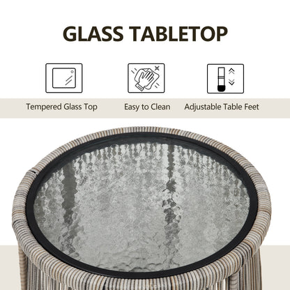 3 Piece Outdoor Wicker Conversation Bistro Set, All-Weather Rattan Furniture Patio Chairs Set with Cushions