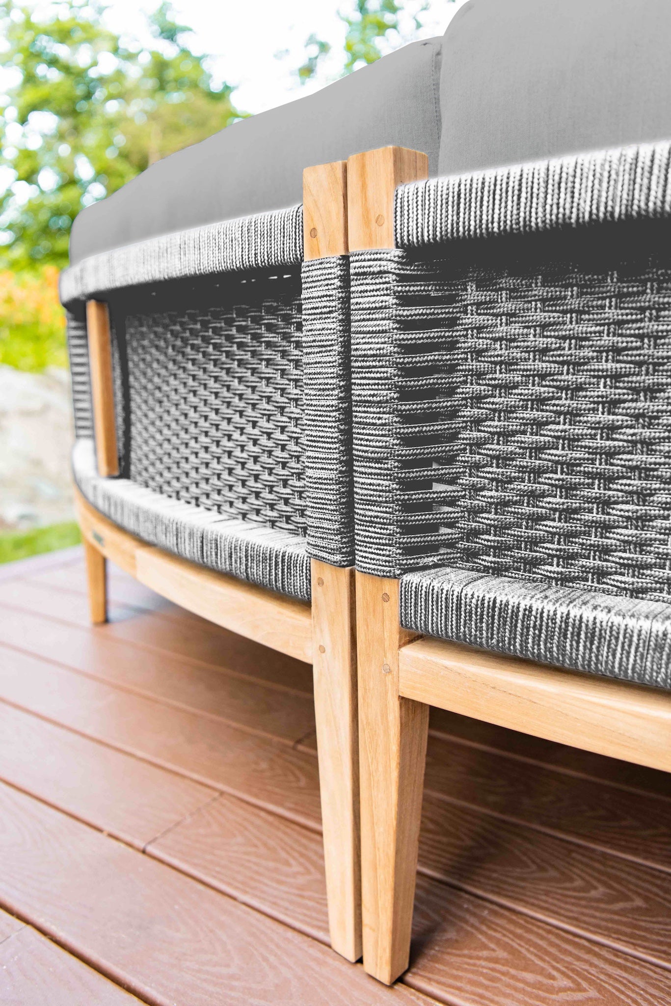 Santorini Gray Teak & Rope Outdoor Daybed