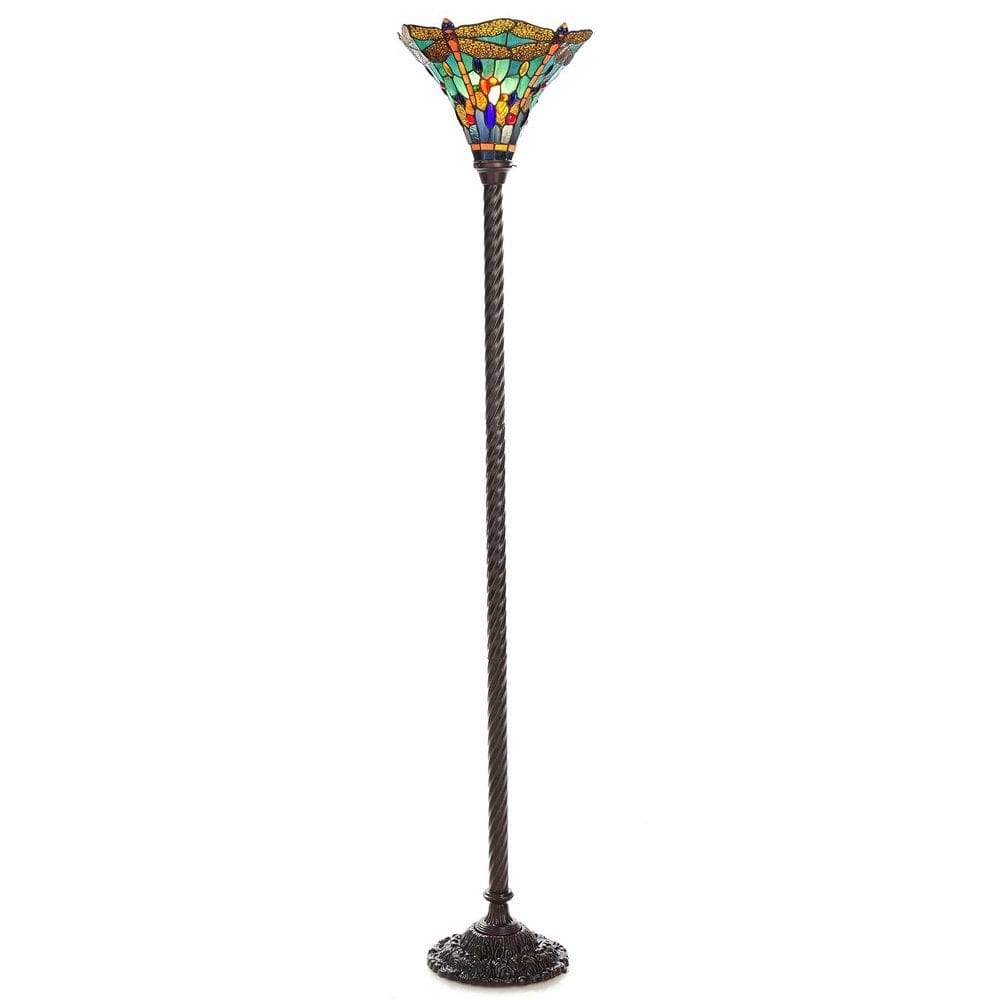 Tiffany-style Dragonfly Torchiere Lamp