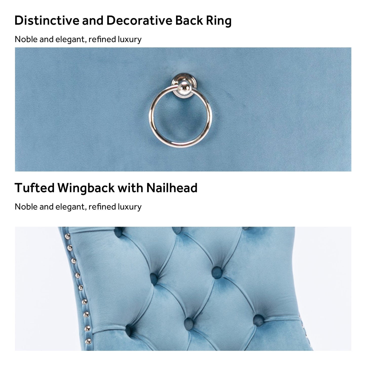 Upholstered Tufted Velvet Dining Chair with Solid Wood Legs Set of 6