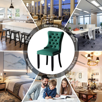 Upholstered Tufted Velvet Dining Chair with Solid Wood Legs Set of 6