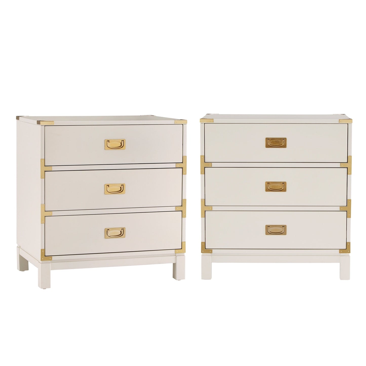 Valoria 3-Drawer Gold Accent Nightstand