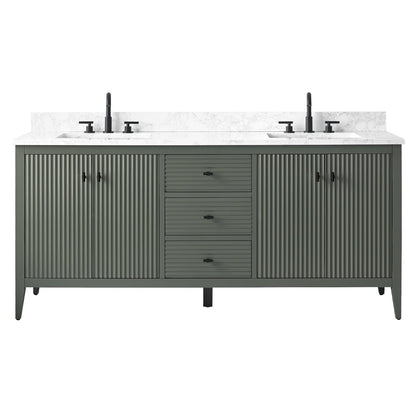 Vanity Art 72 Double Sink Bathroom Vanity Cabinet with Engineered Marble Top