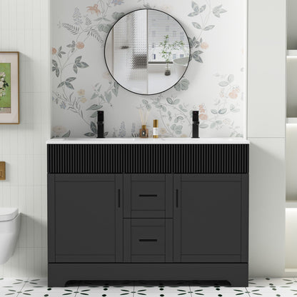Wavy Line 30/36/48 Bathroom Vanity Set with Sink & Faucet