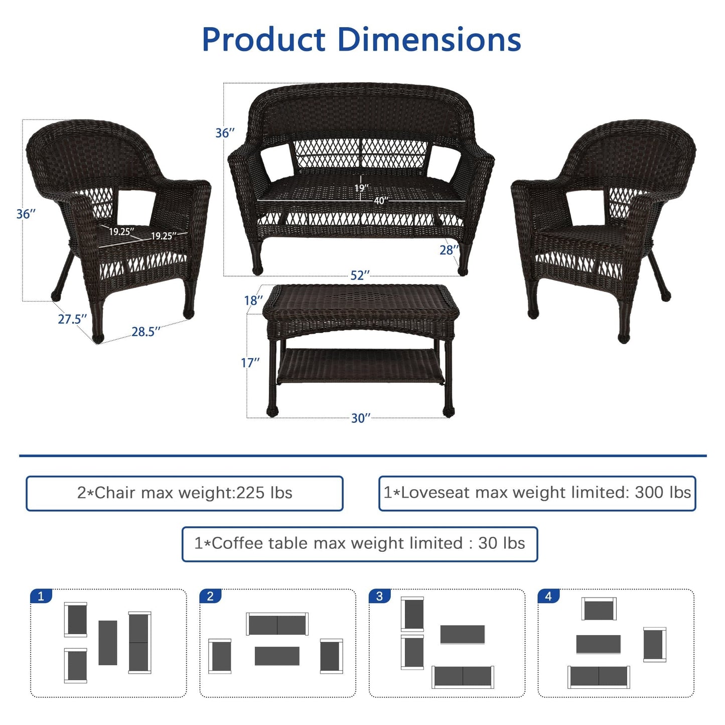 Wicker Patio 4-piece Conversation Set