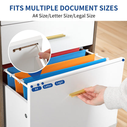 Wood File Cabinet with Charging Station Mobile Lateral Filing Cabinet Lockable Fits A4 Letter Legal Size Files