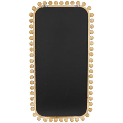 Wood Wall Mirror with Beaded Frame - Brown - Roche River Decor