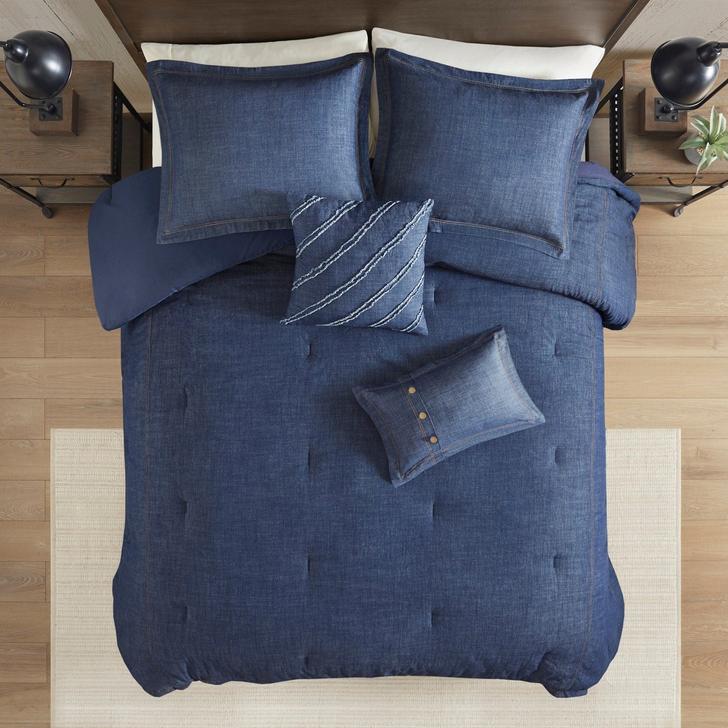 Woolrich Perry Blue Oversized and Overfilled Denim Comforter Set