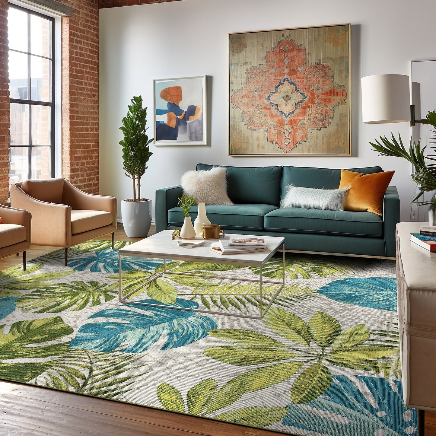 World Rug Gallery Contemporary Tropical Floral Indoor/Outdoor Area Rug