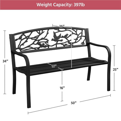 Yaheetech Patio Garden Bench Outdoors Metal Porch Chair - N/A