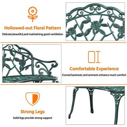 Yaheetech Outdoor Metal Bench Patio Park Garden Bench - N/A